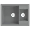vidaXL Kuchynský drez s prepadom a dvoma vaničkami sivý granitový