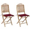 vidaXL Skladacie záhradné stoličky s podložkami 2 ks bambus