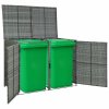vidaXL Polyratanová ohrada na dva vonkajšie odpadkové koše antracitová 148x77x111 cm