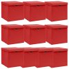 vidaXL Úložné boxy s vekom 10 ks, červené 32x32x32 cm, látka