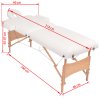 vidaXL Skladací masážny stôl, 2 zóny+stolička, 10 cm hrubá, biela