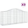 vidaXL Oblúkové gabionové koše 9 ks 200x30x80/100cm pozinkované železo