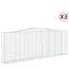 vidaXL Oblúkové gabionové koše 3 ks 400x50x140/160 cm pozink. železo