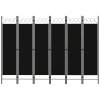 vidaXL Paraván so 6 panelmi, čierny 240x180 cm