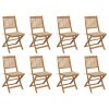 vidaXL Skladacie vonkajšie stoličky s podložkami 8 ks akáciový masív