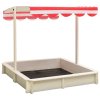 vidaXL Pieskovisko so strieškou jedľové drevo bielo-červené UV50