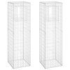vidaXL Gabiónové koše/stĺpy 2 ks 50x50x180 cm železo