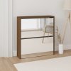 vidaXL Botník so zrkadlom 2-poschodový hnedý dub 63x17x67 cm