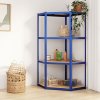 vidaXL 4-vrstvová rohová polica modrá oceľ a spracované drevo