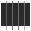 vidaXL 5-panelový paraván čierny 200x200 cm látkový