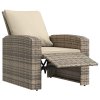 vidaXL Záhradné sklápacie kreslo s vankúšmi bledohnedé polyratan