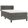 vidaXL Posteľný rám boxspring s matracom tmavosivý 100x200 cm zamat