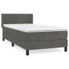 vidaXL Posteľný rám boxspring s matracom tmavosivý 100x200 cm zamat