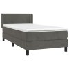 vidaXL Posteľný rám boxspring s matracom tmavosivý 100x200 cm zamat