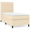 vidaXL Posteľný rám boxspring s matracom krémový 90x190 cm látka