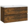 VidaXL Umývadlová skrinka so vstavaným umývadlom dymový dub spr. drevo