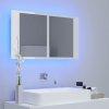 vidaXL LED kúpeľňová zrkadlová skrinka lesklá biela 80x12x45 cm akryl