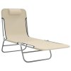 vidaXL Skladacie lehátka 2 ks krémové textilén a oceľ