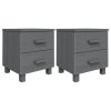 vidaXL Nočné stolíky HAMAR 2 ks, tmavosivé 40x35x44,5 cm, borovica