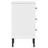 vidaXL Nočná skrinka s kovovými nohami biela masívna borovica OSLO