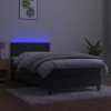 vidaXL Posteľ boxsping s matracom a LED tmavosivá 90x190 cm zamat
