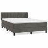 vidaXL Posteľný rám boxspring s matracom tmavosivý 140x200 cm zamat