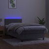 vidaXL Posteľ boxsping s matracom a LED bledosivá 90x190 cm zamat