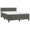 vidaXL Posteľný rám boxspring s matracom tmavosivý 140x190 cm zamat
