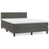 vidaXL Posteľný rám boxspring s matracom tmavosivý 140x200 cm zamat