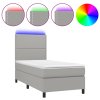 vidaXL Posteľ boxsping s matracom a LED bledosivá 90x190 cm látka