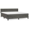 vidaXL Posteľný rám boxspring s matracom tmavosivý 160x200 cm zamat