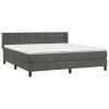 vidaXL Posteľný rám boxspring s matracom tmavosivý 160x200 cm zamat