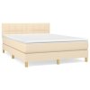 vidaXL Posteľný rám boxspring s matracom krémový 140x200 cm látka
