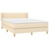 vidaXL Posteľný rám boxspring s matracom krémový 140x200 cm látka