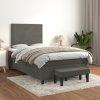 vidaXL Posteľný rám boxspring s matracom tmavosivý 90x190 cm zamat