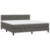 vidaXL Posteľný rám boxspring s matracom tmavosivý 180x200 cm zamat