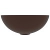 vidaXL Umývadlo do kúpeľne, keramika, tmavohnedé, okrúhle