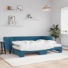 vidaXL Rozkladacia denná posteľ s matracmi modrá 80x200 cm zamat