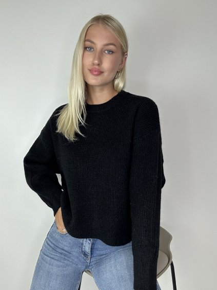 Čierny pletený sveter FLAVA