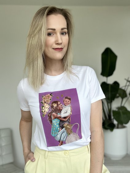 Bavlnené tričko Mom-fialové