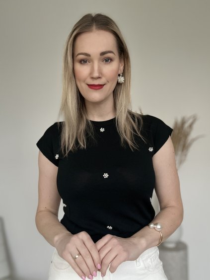 Viskózový top s perlami