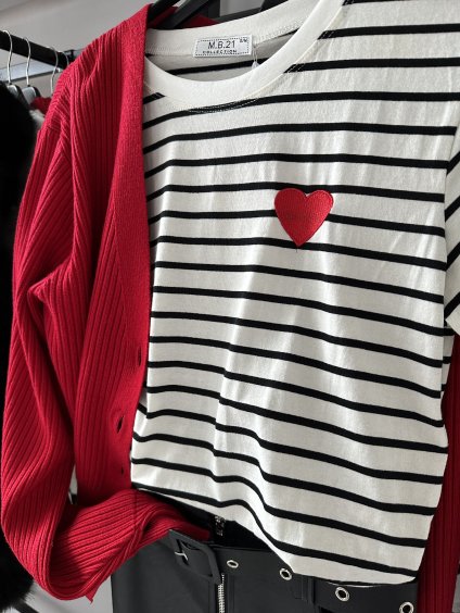 Pásikavé tričko Heart
