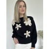 Sveter s vyšívanými kvetmi-čierny