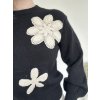 Sveter s vyšívanými kvetmi-čierny