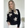 Sveter s vyšívanými kvetmi-čierny