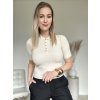 Úpletový top s golierom béžový