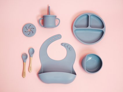 Dětské silikonové nádobí munn.- blue whale