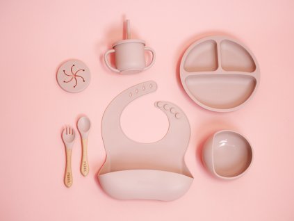 Dětské silikonové nádobí munn.- powder pink