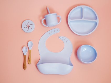 Detský silikónový riad munn.- baby blue