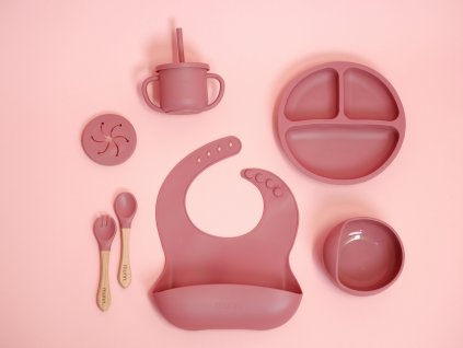 Detský silikónový riad munn.- old rose